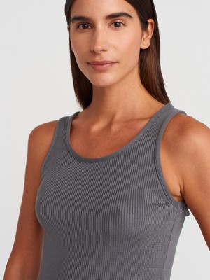 10748 Askılı Fitilli Ince Dokulu Triko Bluz-Füme