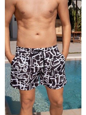 Hızlı Kuruyan Cepli Desenli Erkek Deniz Erkek ŞORTU-25113