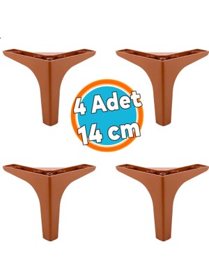 Mobilya Kanepe Sehpa Tv Ünitesi Koltuk Ayağı 14 cm Kahverengi Baza Ayak 4 Adet