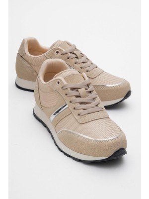Anorak Bağcıklı  Kadın Spor Ayakkabı Bej