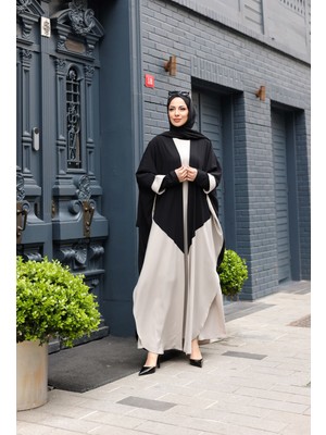 Almila Medine Ipeği Elbise & Kimono Ekru- 1003