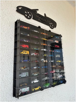 Pleksi Kapak Oyuncak Araba Rafı