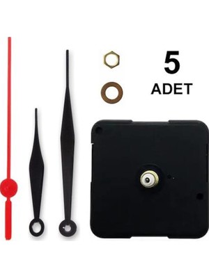 5 Adet, Duvar Saat Mekanizması, Sessiz, 10 mm Şaft, Saat Motoru,