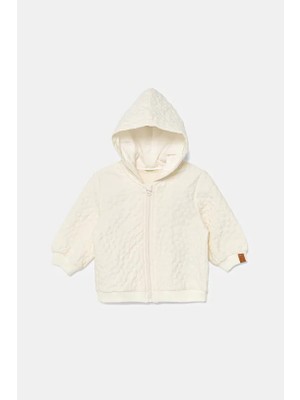 Bebek Yavruağzı Logo Etiketli Jakarlı Fermuarlı Kapüşonlu Sweatshirt