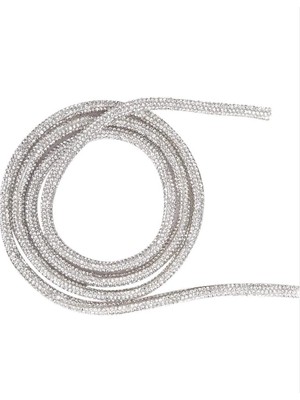 1 Metre Gümüş Taşlı Parlak Işıltılı Şerit Ip Ayakkabı Elbise Vs. Dekoratif Ip