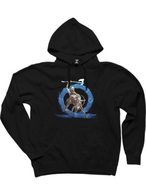 God Of War Ragnarok Kratos Atreus Cartoon Siyah Kapşonlu Sweatshirt Hoodie