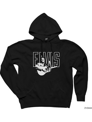Elvis Presley Guitar Siyah Kapşonlu Sweatshirt Hoodie