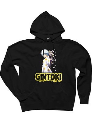 Gintama Sakata Gintoki Siyah Kapşonlu Sweatshirt Hoodie