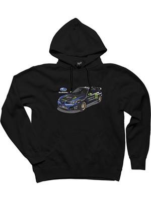 Subaru Monster Siyah Kapşonlu Sweatshirt Hoodie