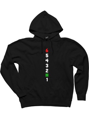 Motocycle Gears 1N23456 Siyah Kapşonlu Sweatshirt Hoodie