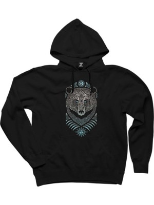 Bear Forest Lord Siyah Kapşonlu Sweatshirt Hoodie