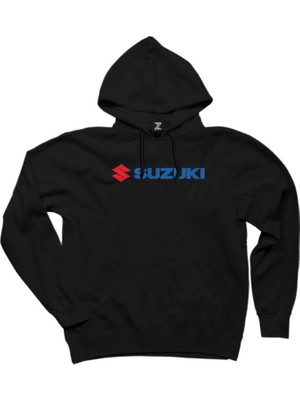 Suzuki Motorcycle Logo Siyah Kapşonlu Sweatshirt Hoodie