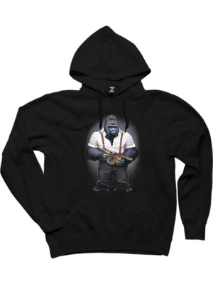 Goril Mafia Siyah Kapşonlu Sweatshirt Hoodie