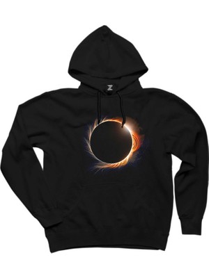Solar Eclipse Siyah Kapşonlu Sweatshirt Hoodie