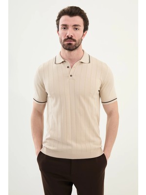 Sardınelli Kendinden Desenli Polo Yaka Triko