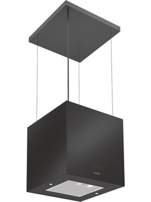 Hafele Polar Ada Tipi Davlumbaz Siyah Cam ve Metal Malzeme ile 650 m3/sa Yüksek Emiş Gücü
