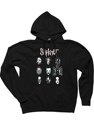 Slipknot Group Face Siyah Kapşonlu Sweatshirt Hoodie