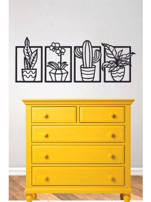 4’lü Kaktüs Set Duvar Dekoru-Süsü, Ahşap Dekoratif Tablo