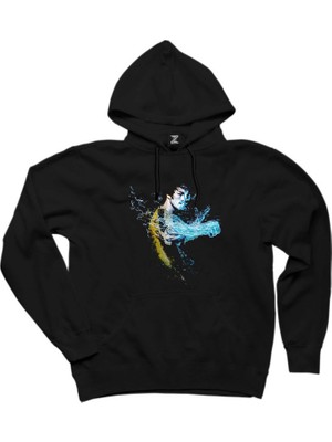 Bruce Lee Splash The Water Siyah Kapşonlu Sweatshirt Hoodie