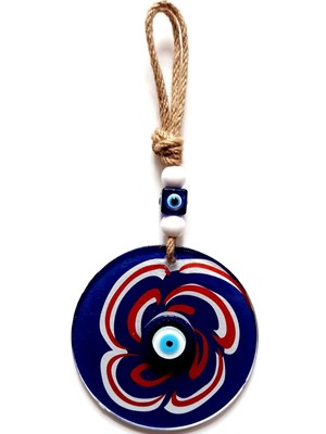 Nazar Boncuklu Lacivert Şeker Modelli Cam Duvar Süsü