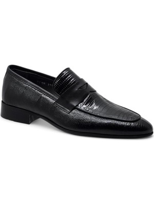 Fosco 3180 Hakiki Deri Erkek Klasik Ayakkabı-Siyah Açma