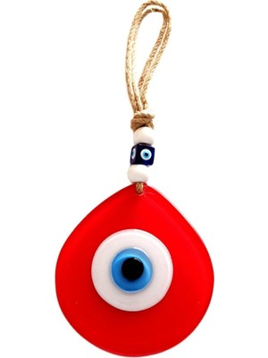 Nazar Boncuklu Damla Model Nar Çiçeği Rengi El Yapımı Cam Duvar Süsü