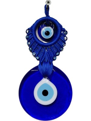 Makrome Detaylı Çift Nazar Boncuklu El Yapımı Duvar Dekoru