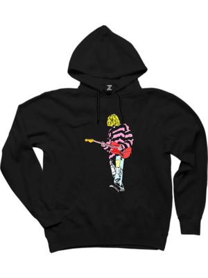 Nirvana Kurt Cobain Siluet Siyah Kapşonlu Sweatshirt Hoodie