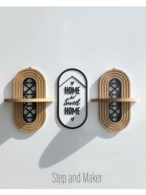 Home Sweet Home Tablo ve Duvar Rafı (2x) Duvar Dekorasyon Seti
