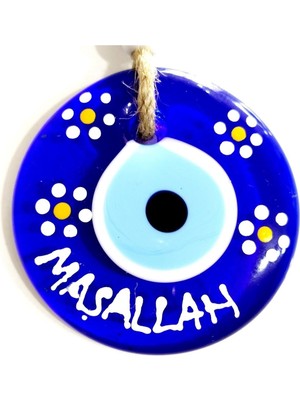 Maşallah Yazılı El Boyaması Papatya Desenli Nazar Boncuklu Duvar Süsü
