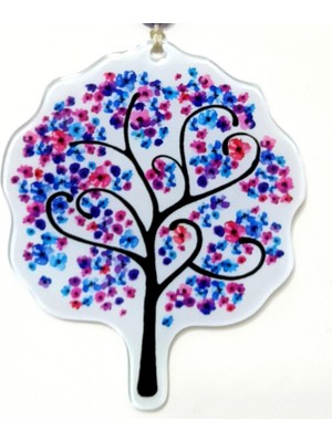 Rengarenk Ağaçlı Füzyon Cam Duvar Dekorasyonu