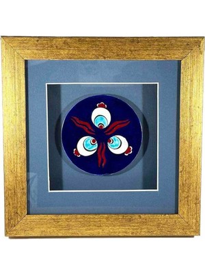 Mavi Zemin Iznik Çini Çintemani Motifli Plaket