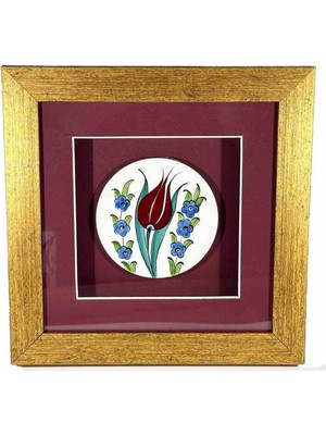 Zarif Lale Motifli Iznik Çini Plaket