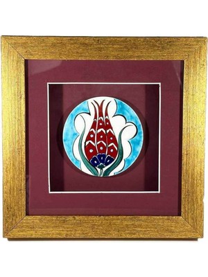 Zarif Lale Motifli Iznik Çini Plaket