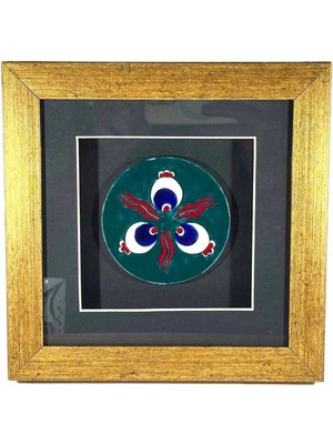 Yeşil Zemin Iznik Çini Çintemani Motifli Plaket