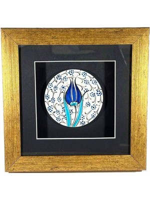 Mavi Lale Motifli Plaket