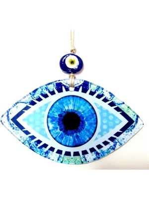 El Yapımı Füzyon Cam Mavi Göz Duvar Süsü Dekoratif Nazar Temalı Tasarım