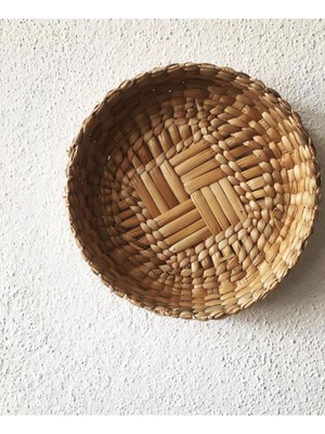 25 cm -Bohem Rattan Bambu Hasır Duvar Tabağı Afrikan Hasır Duvar Tabağı Balkon Dekoru