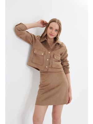 Cepli Çıtçıtlı Süet Ceket