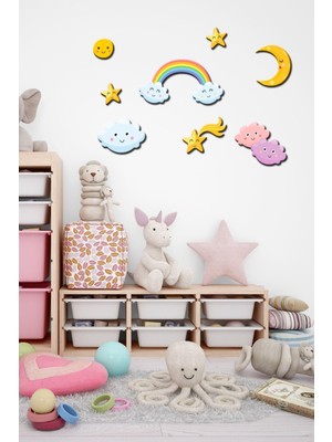 Çocuk Odası Karışık Duvar Figürleri Uv Baskı 8 Parça Mdf Duvar Dekoru
