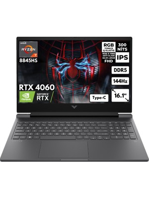 Hp Victus 16-S1010NT 7 8845HS 8-GB DDR5 512 GB SSD RTX4060 (8gb) 16.1" Fhd 144Hz Freedos Gaming Notebook 9Z790EAHMF16