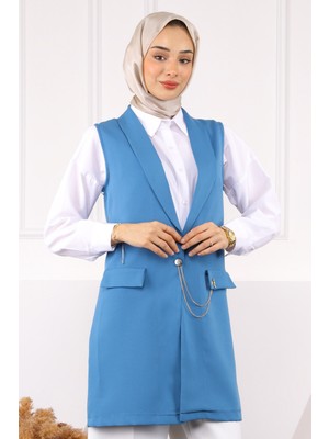 İmaj Butik İndigo Duble Zincirli Yelek