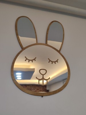 Tavşan Figürlü Çocuk Odası Dekoratif Pleksi Ayna 40X26 cm Büyük Boy