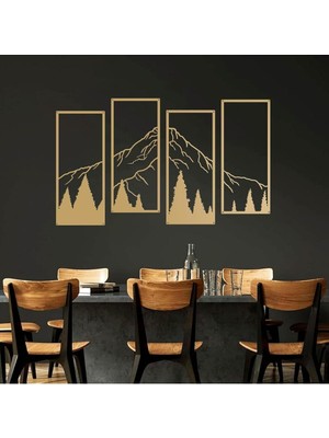Ruelen 4 Adet Metal Dağ ve Orman Duvar Süslemeleri L Boy (66CMX120CM)