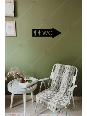 Wc Yönlendirme Yazısı Sağ Ok Ahşap Duvar Süsü Dekoratif