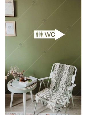 Wc Yönlendirme Yazısı Sağ Ok Ahşap Duvar Süsü Dekoratif