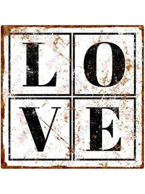 Nostaljik Love Yazılı Alüminyum Tabela - Uv Baskılı, Şık Duvar Dekoru