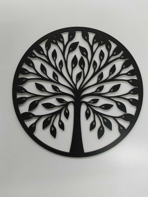 Siyah 30X30 cm Yaşam Ağacı Duvar Süsü - 4mm Mdf (Çivi Ile Asılabilir)