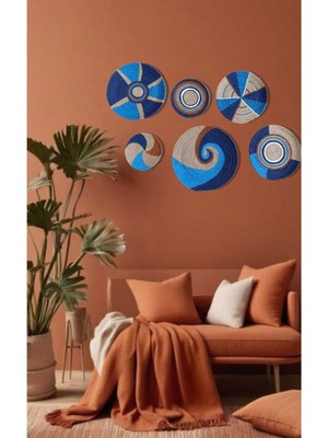 Mavi Kıta El Yapımı Bohem Tarz Afrika Duvar Tabağı 6'lı Set