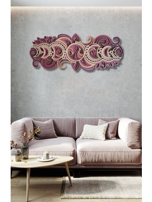 Ay'ın Evreleri Çok Katmanlı El Işçiliği ile Boyanmış Ahşap Duvar Dekoru